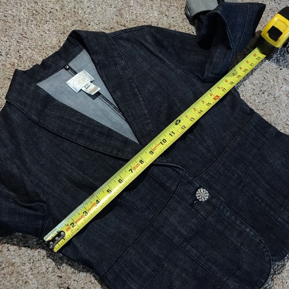 Women’s WHITE HOUSE | BLACK MARKET Dark Blue Denim Jean Jacket Blazer EUC Sz 8 - Picture 6 of 14